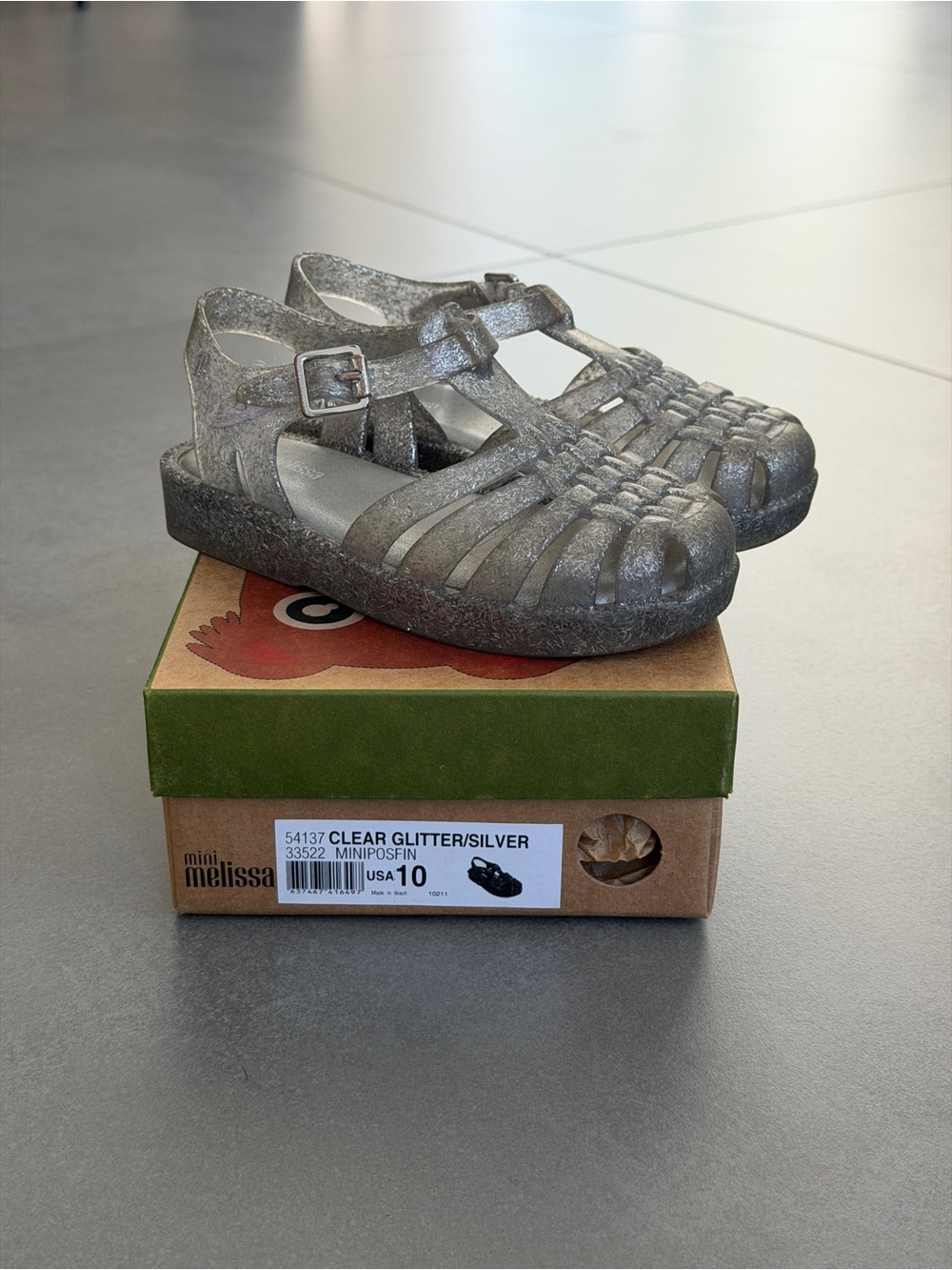 Mini Melissa Clear Glitter Silver Jelly Sandals